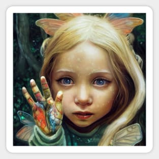 Three Finger Faerie by Kim Turner Art in Midjourney Sticker